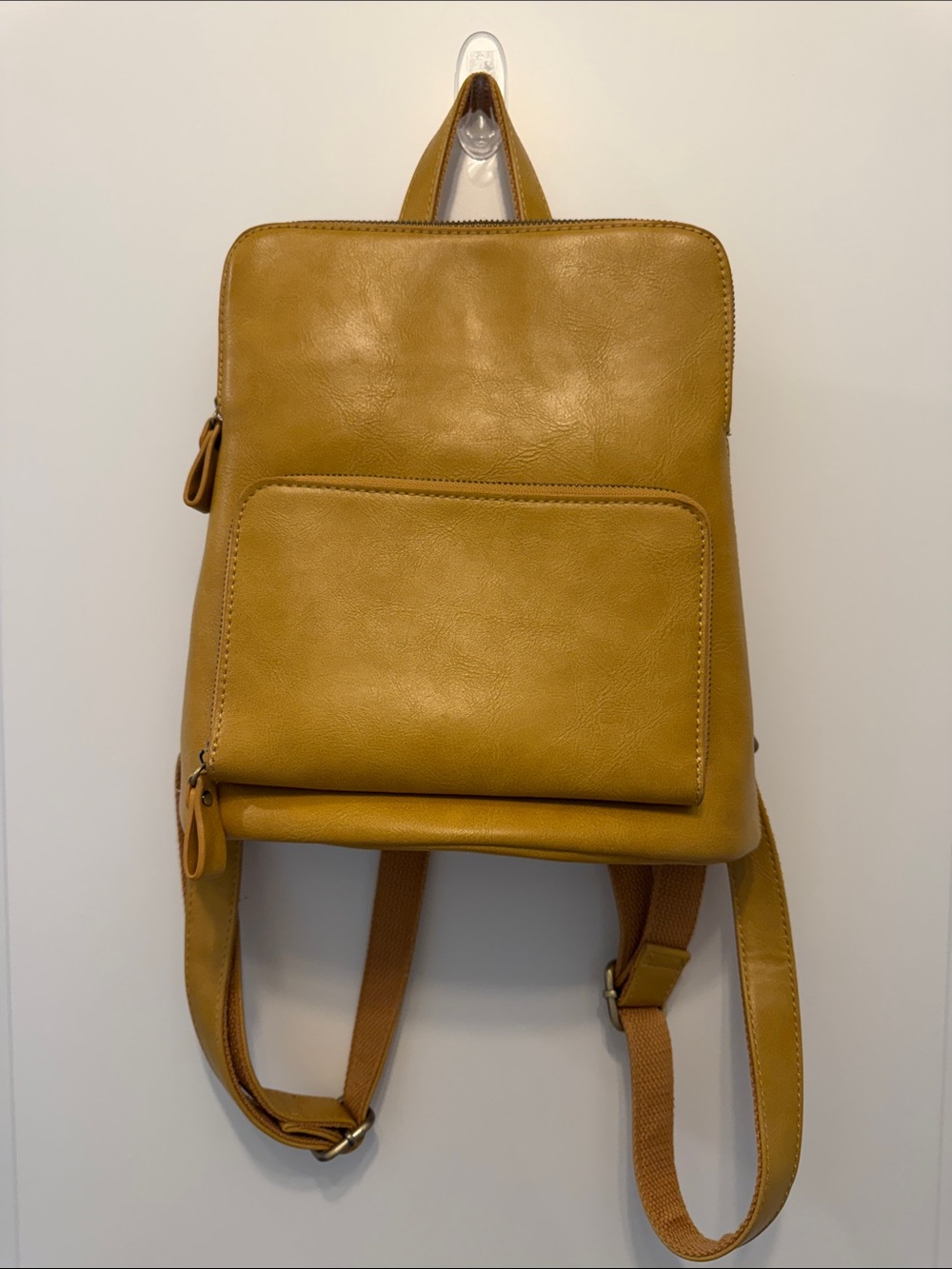 Joy Susan Mustard Yellow Vegan Leather Backpack